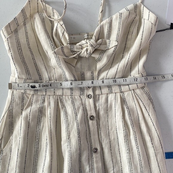 ASTR the Label Linen Sleeveless Button Front Dress Cut Out Tie Detail Pockets - Picture 14 of 16